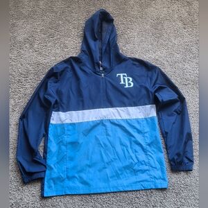 Men's MLB Tampa Bay Rays Windbreaker Hoodie Size Large